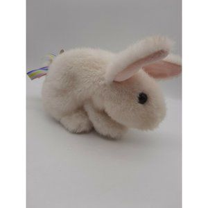 Hallmark 1993 White Bunny Rabbit Furry Folk Hand Puppet Purple Eyes w/Ribbon
